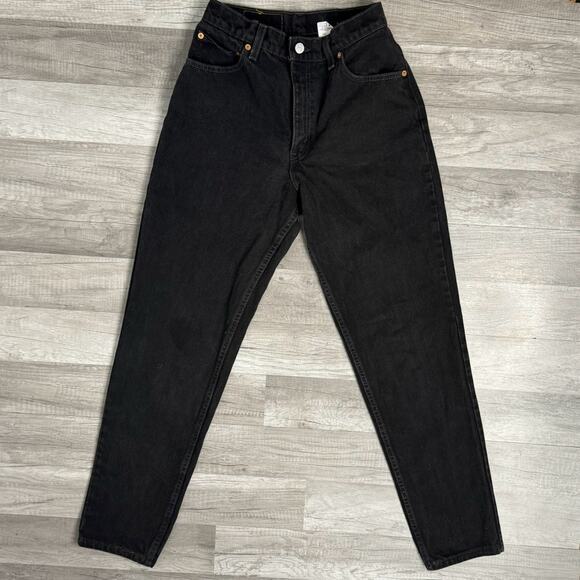 28 Waist VINT Levi’s Black 550 Jeans High Rise Relaxed Fit Tapered Leg USA Made - Picture 10 of 10